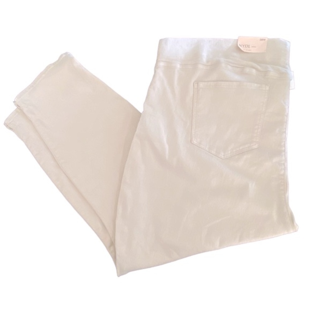 NEW! NYDJ Not Your Daughters Jeans Pull On Skinny Ankle Side Slit Cream 28W